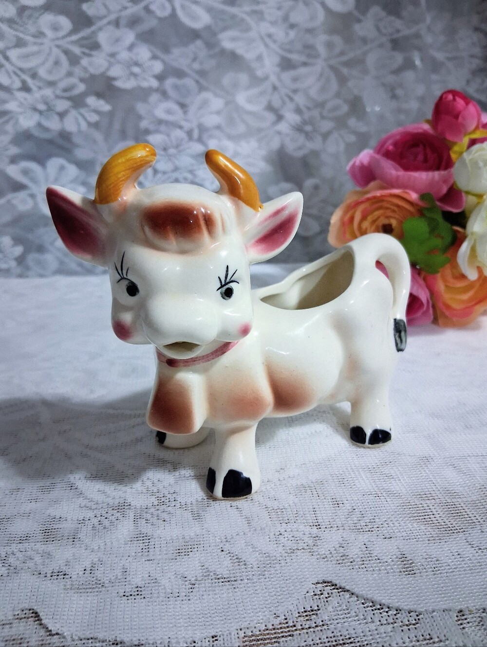 Vintage 1950s Cow Creamer Elsie Cowbell MCM Kitchen Kitsch